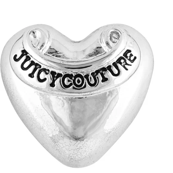 Silver Juicy Couture Silvertone Signature Logo Heart Stud Earrings - Picture 6 of 9